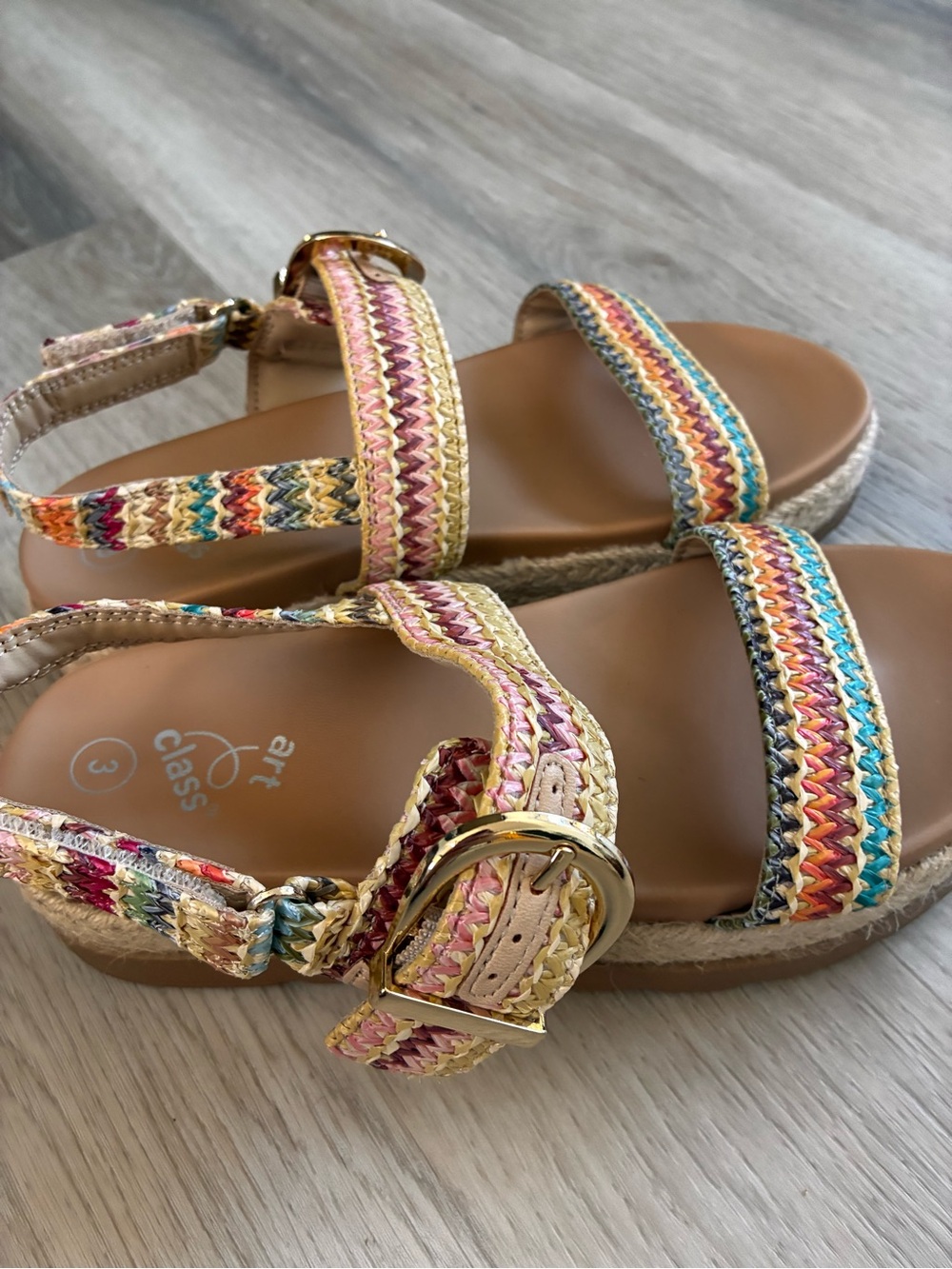 art class Multicolor Braided Espadrille Sandals - Pink, Tan, Blue, Yellow
